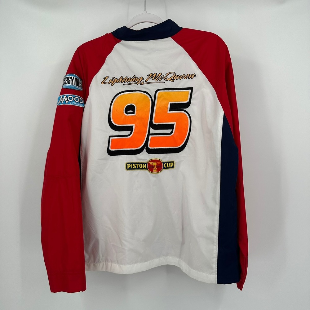 Disney Store Pixar Cars Lightning McQueen Racing Jacket Red Mens Sz M Piston Cup